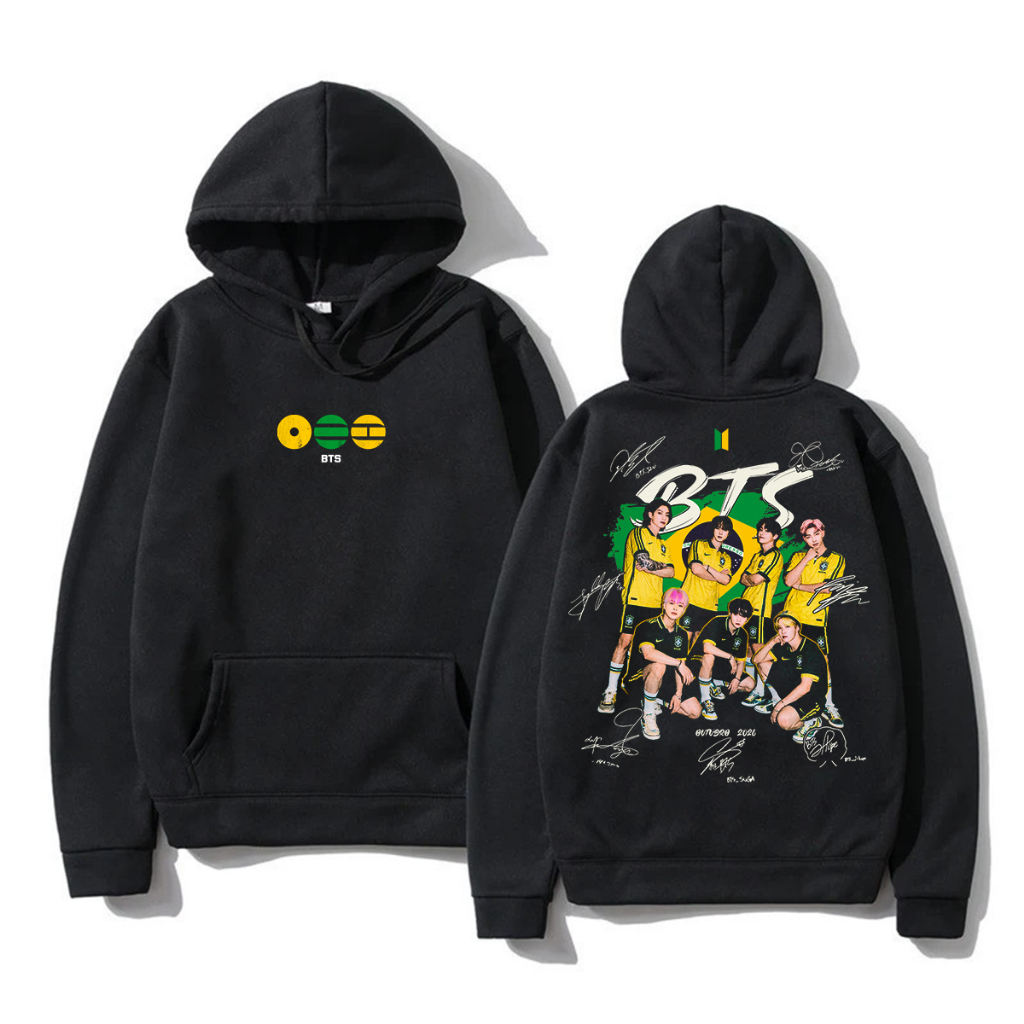 Blusa de Frio Moletom Canguru BTS x Brasil Show 2026 World Tour Album Arirang KPOP Turnê Mundial Bangtan Army