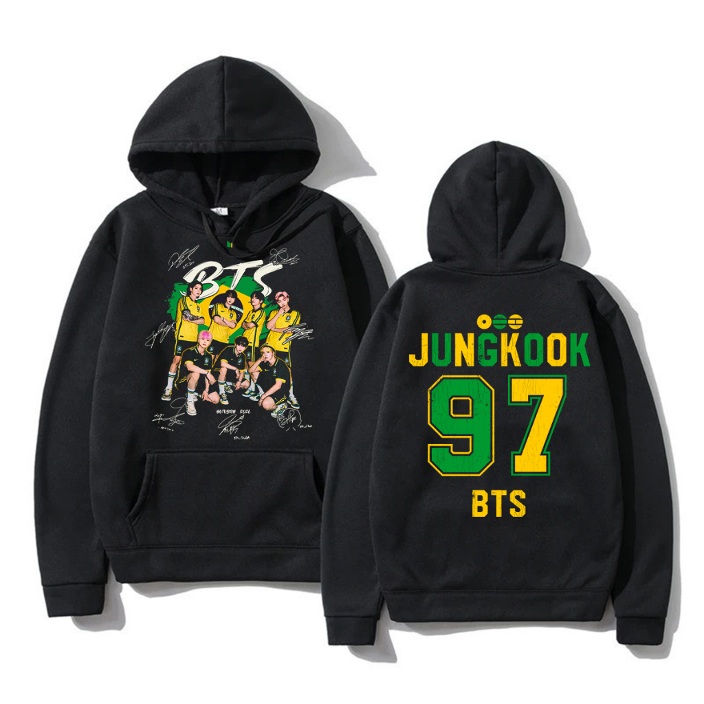 Moletom Canguru Blusa de Frio JungKook 97 BTS Show Brasil Turnê Mundial 2026 Arirang K-pop Army Tour