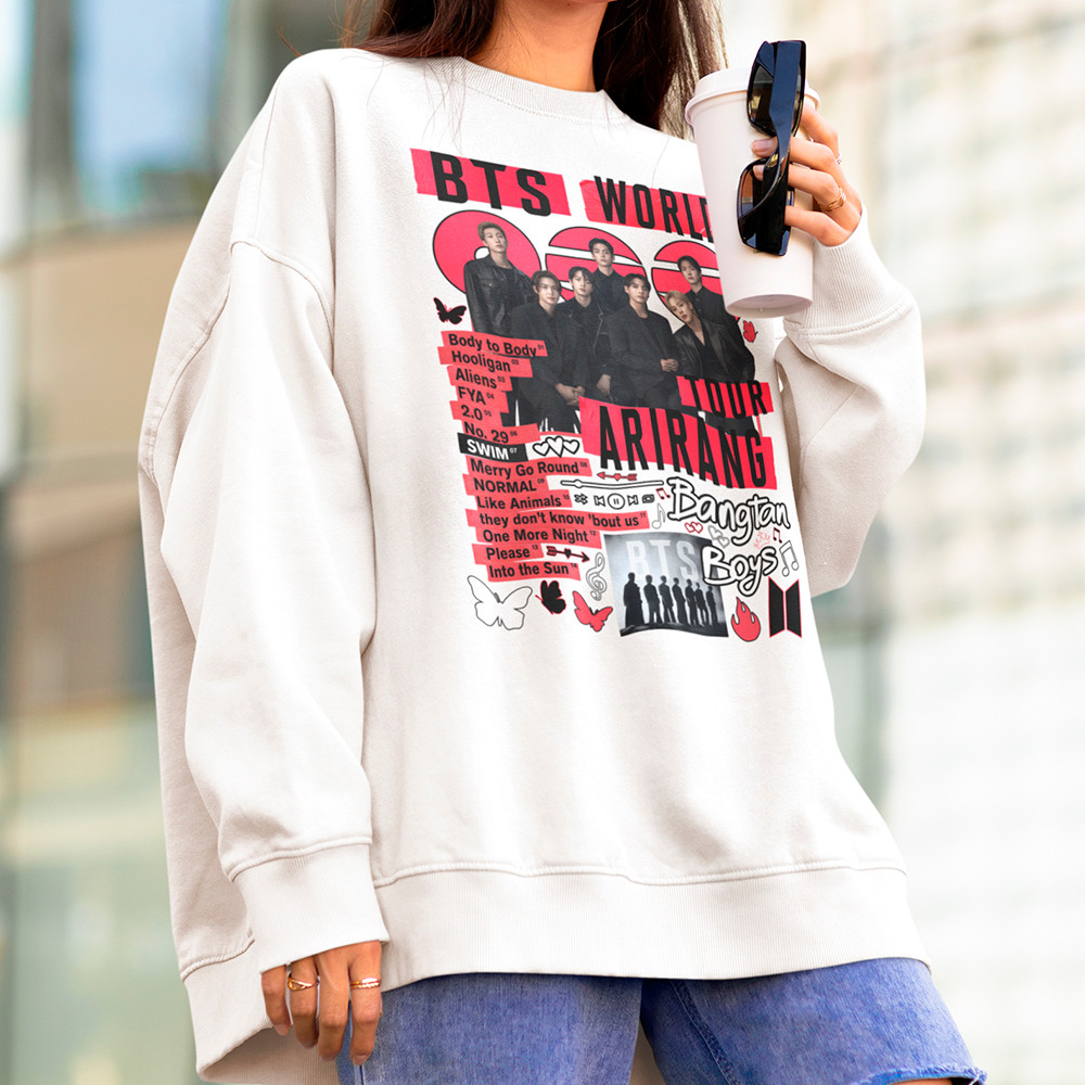 Blusa De Frio Feminina Bts Arirang Turnê Bangtan tracklist Musicas Moletom Gola Careca Algodão