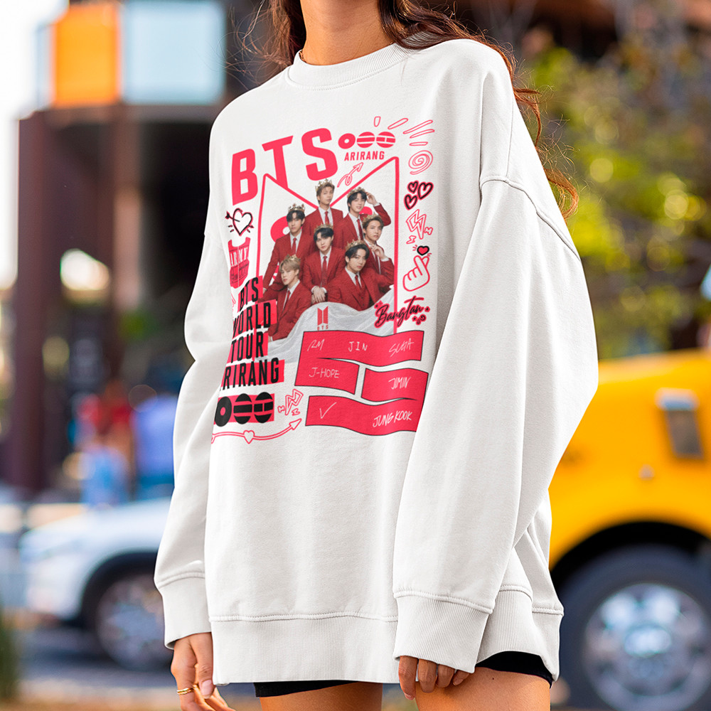 Moletom Bts World Tour Arirang Look Feminino Bangtan Army Blusa De Frio Gola Careca Algodão Premium