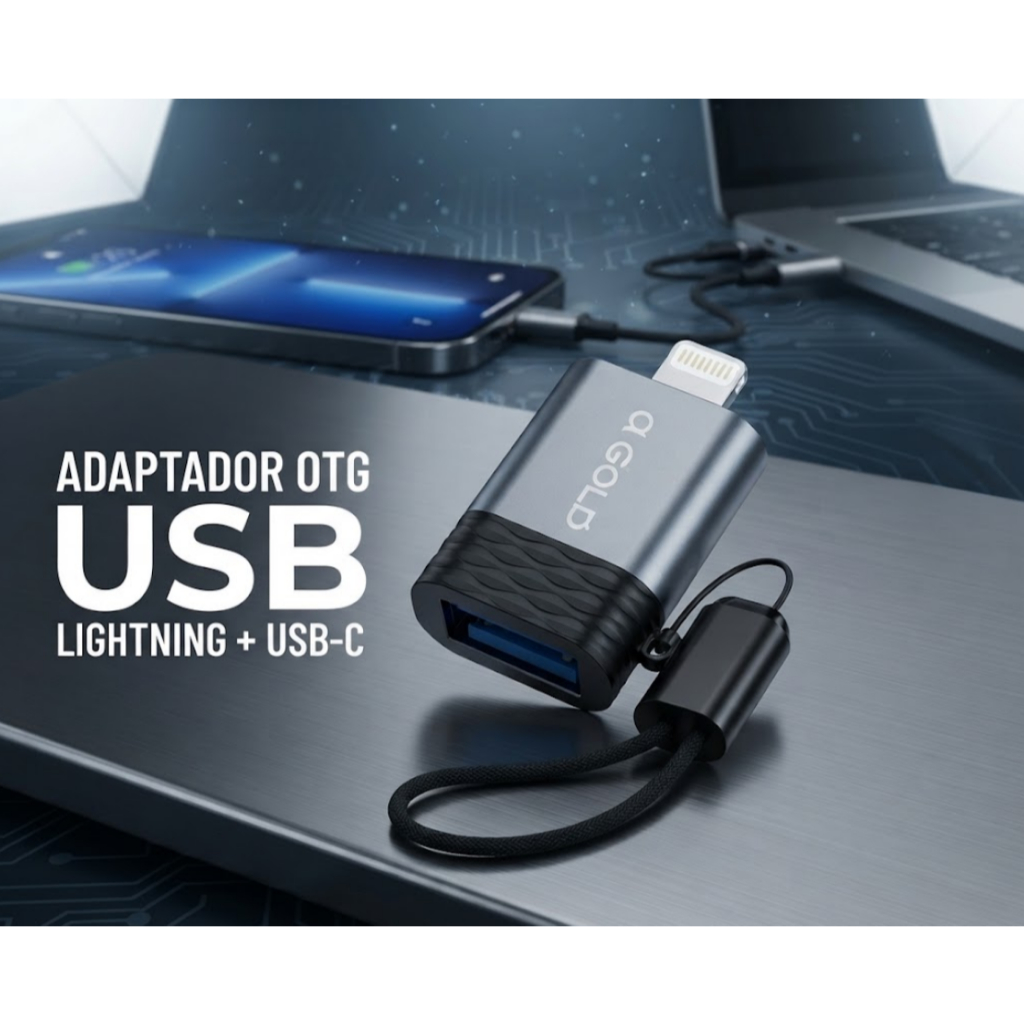 Adaptador OTG A'Gold Lightning USB-C para USB Original
