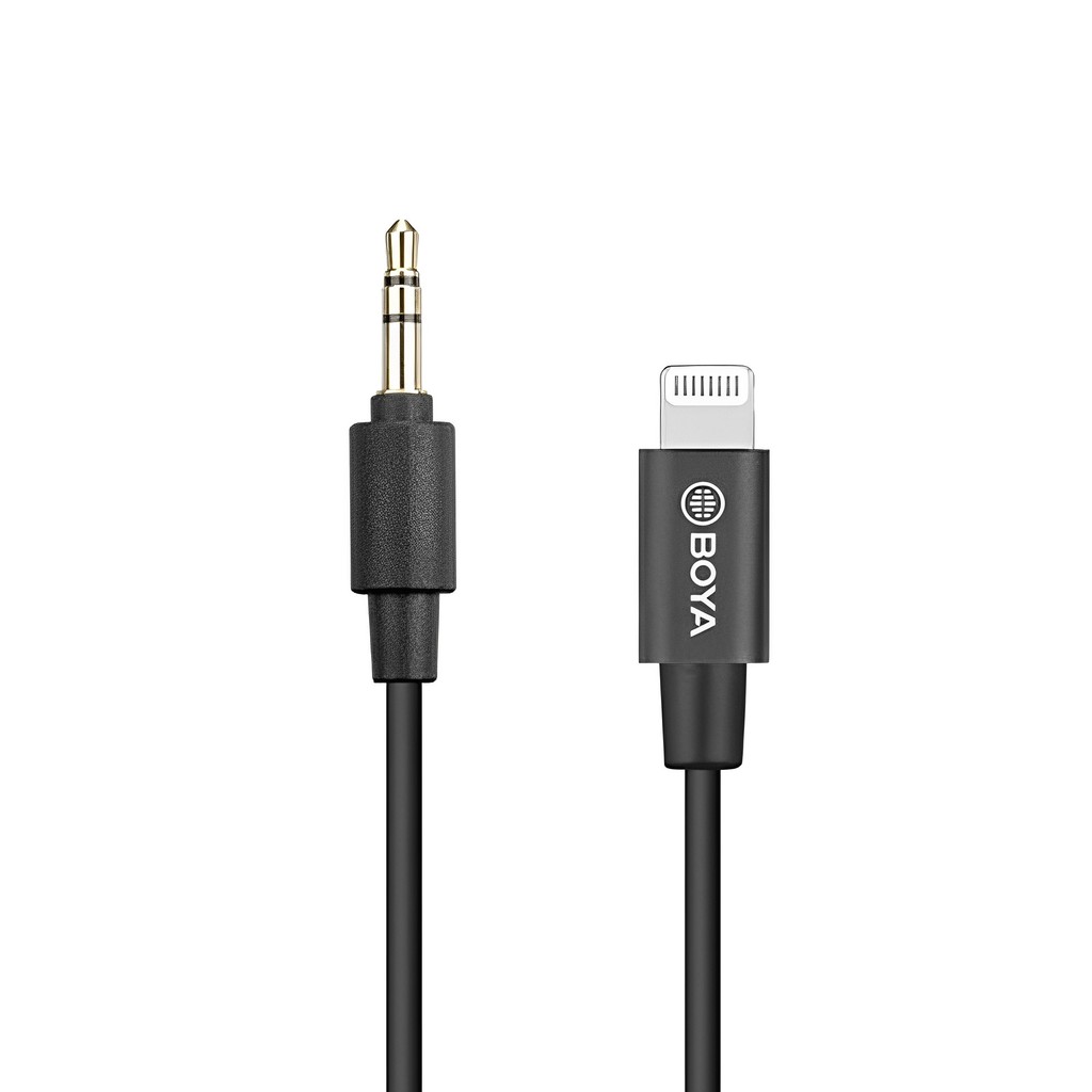 Cabo Adaptador Áudio Boya By-k1 3.5mm p/Lightning Preto