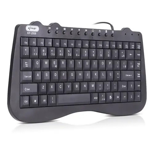 Mini Teclado Multimidia Usb Para Pc Notebook Padrao Abnt2 Br Cor de teclado Preto Idioma Português Brasil