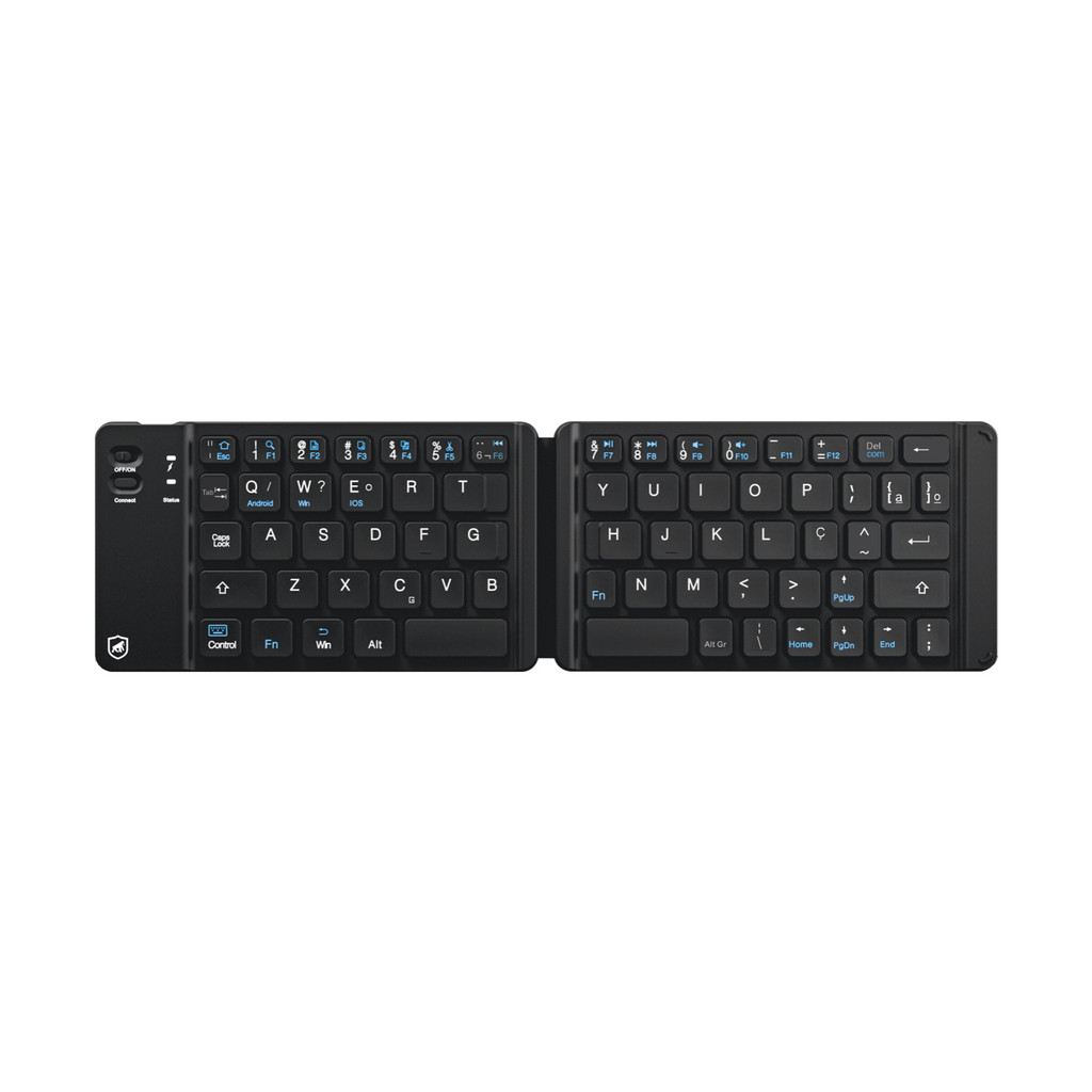 Mini Teclado Sem Fio Gshield Armor - Dobrável, Bluetooth e Compatível com Android, iPhone, iPad e PC