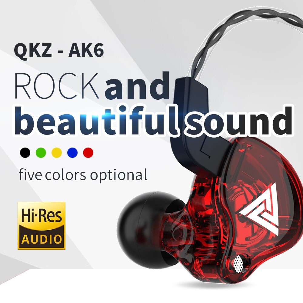 QKZ AK6 Fones De Ouvido Com Fio De 3.5 Mm Driver De Cobre Estéreo Hifi Fone Baixo Música Correndo Jogos Esportivos