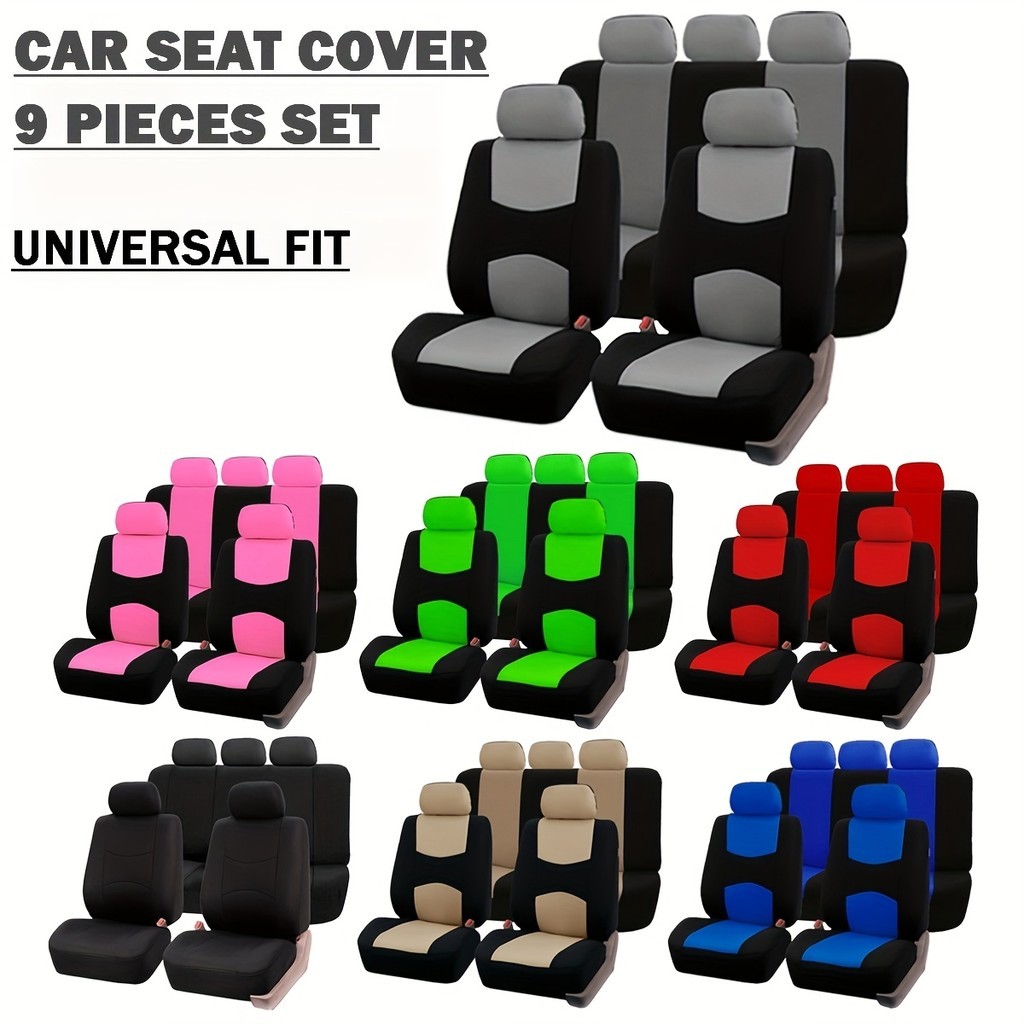 Conjunto de capa de assento de carro com encosto baixo Crescent Pattern, conjunto de 9 peças