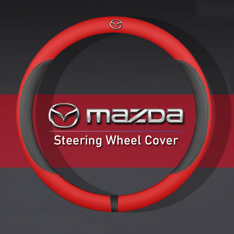 Capa de Volante em Couro Microfibra Vermelha Antiderrapante Confortável para Mazda 3 6 2 323 CX5 CX3 CX30 CX8 Atenza BT5