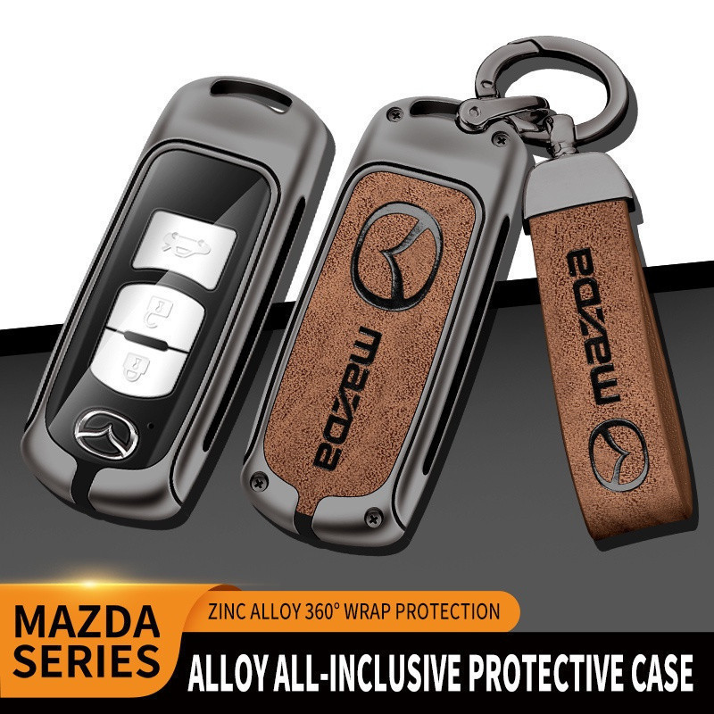 Capa Protetora de Couro para Chave Remota de Carro, Suporte para Chaveiro, para Mazda 2 3 5 6 Demio Axela Atenza Biante