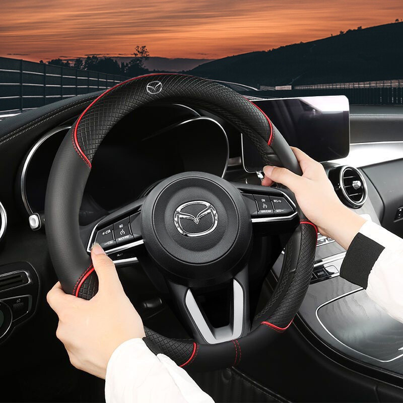 [Novo] Capa de Volante de Couro para Mazda 2 3 5 6 8 CX5 CX7 CX3 CX9 RX MX CX30 Atenza AXELA BT-50 Novo Design Ultra-Fin