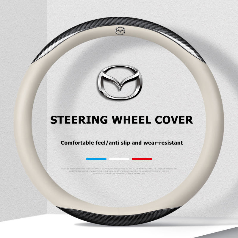 Capa de volante de carro em couro antiderrapante, acessório para interior de carro, adequada para Mazda 2, 3, 6, Atenza,