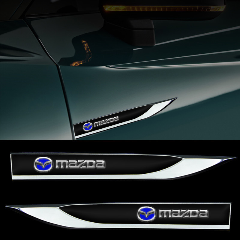 2 Peças Adesivo Metálico para Carro, Emblema Lateral para Para-lama, Decalque para Mazda 2 3 6 Atenza Axela Demio CX5 CX