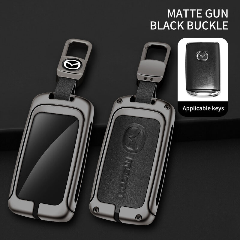 Capa protetora para chave remota de carro em liga de zinco e couro para Mazda 2, 3, 5, 6, 8, MAZDA3, Atenza, AXELA, BT50