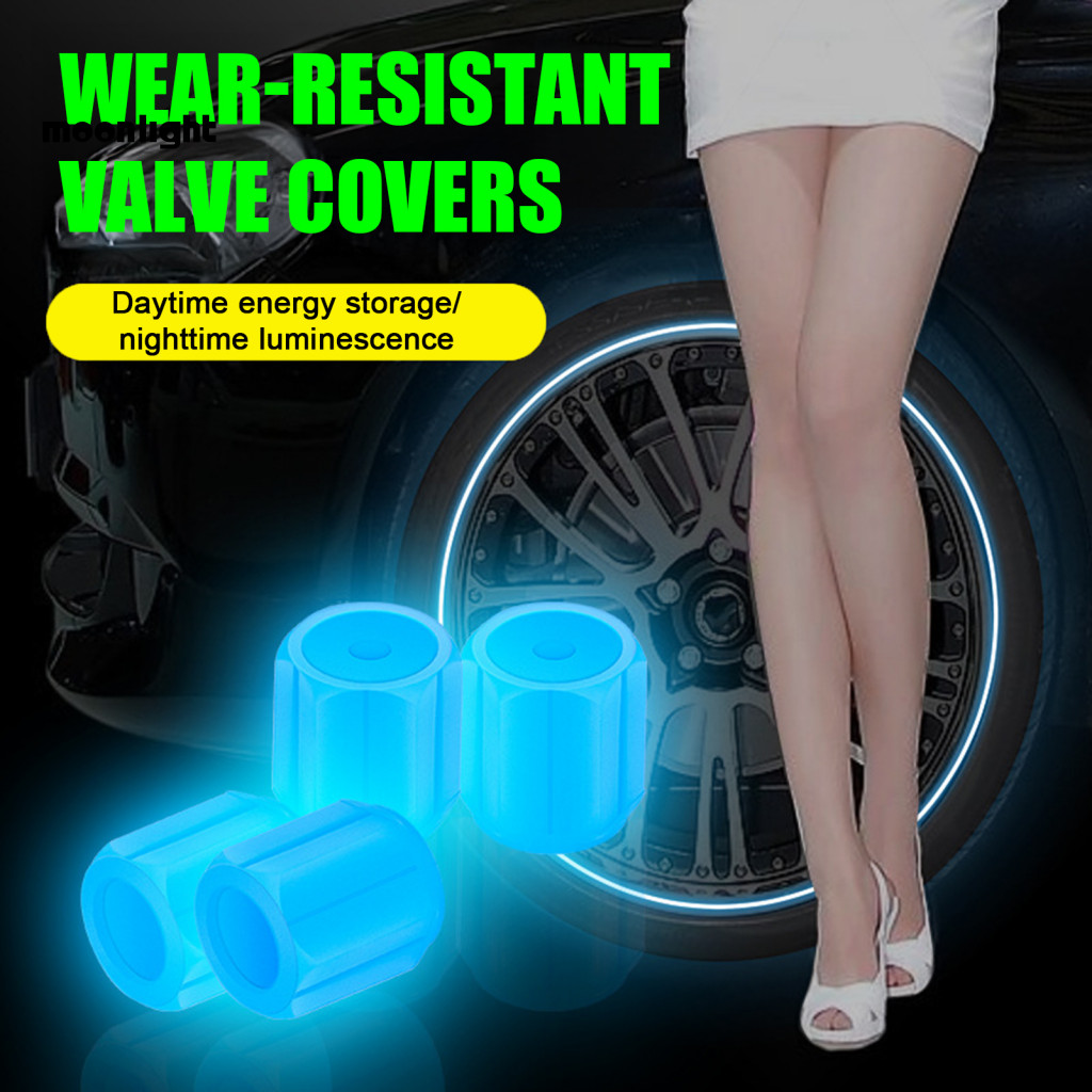 20pcs Glow Dark Tire Valve Caps Air Stem Covers for Car Motorcycle Bike Dustproof Rubber Night Light Easy Installation D