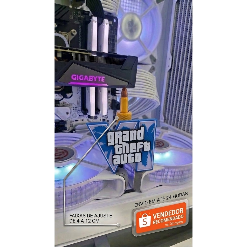 Suporte GPU Placa de Vídeo Regulável GTA 6 VI Setup PC Gamer Anti Empenamento