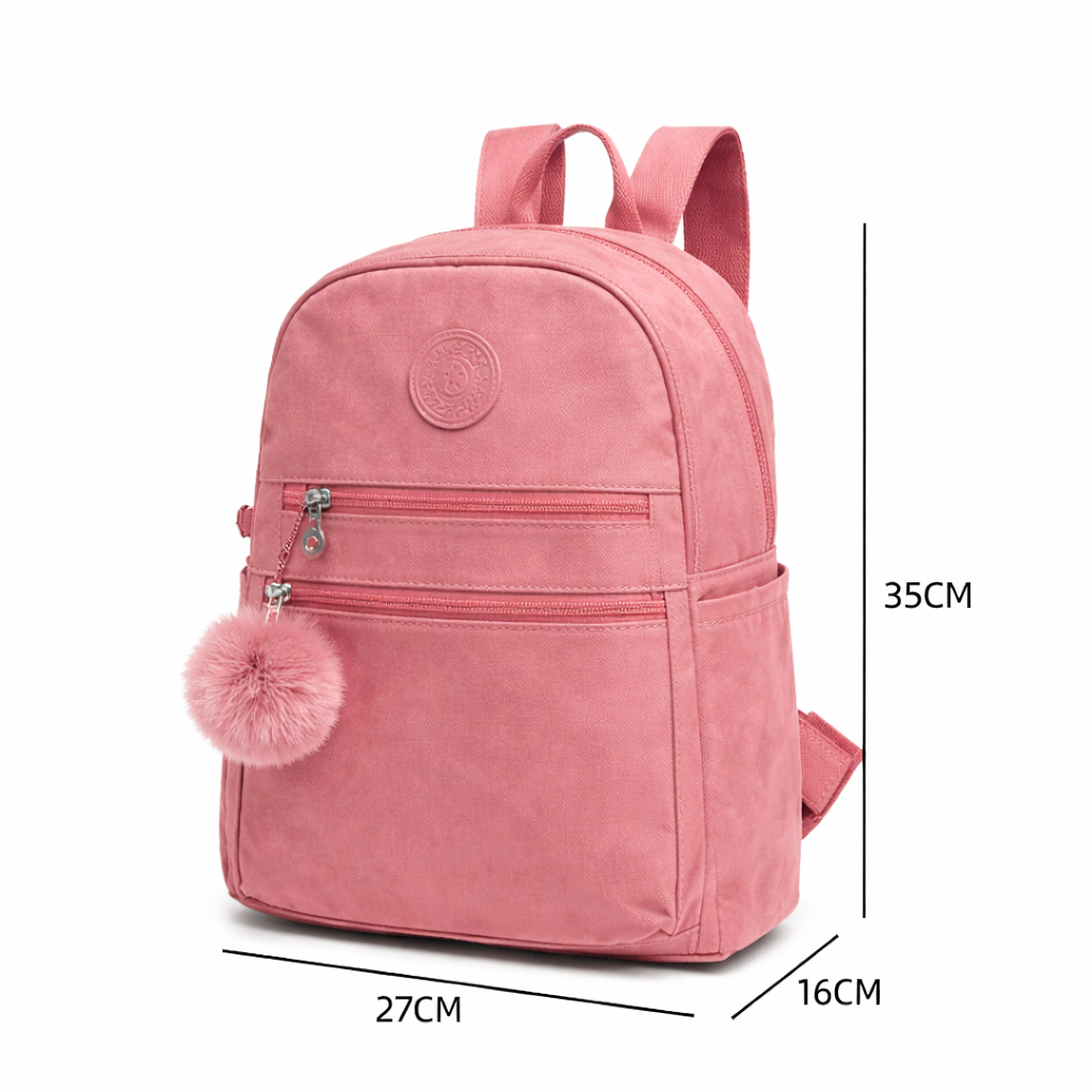 Mochila Feminina Impermeável para Faculdade e Trabalho – Nylon Resistente com Várias Divisórias 617