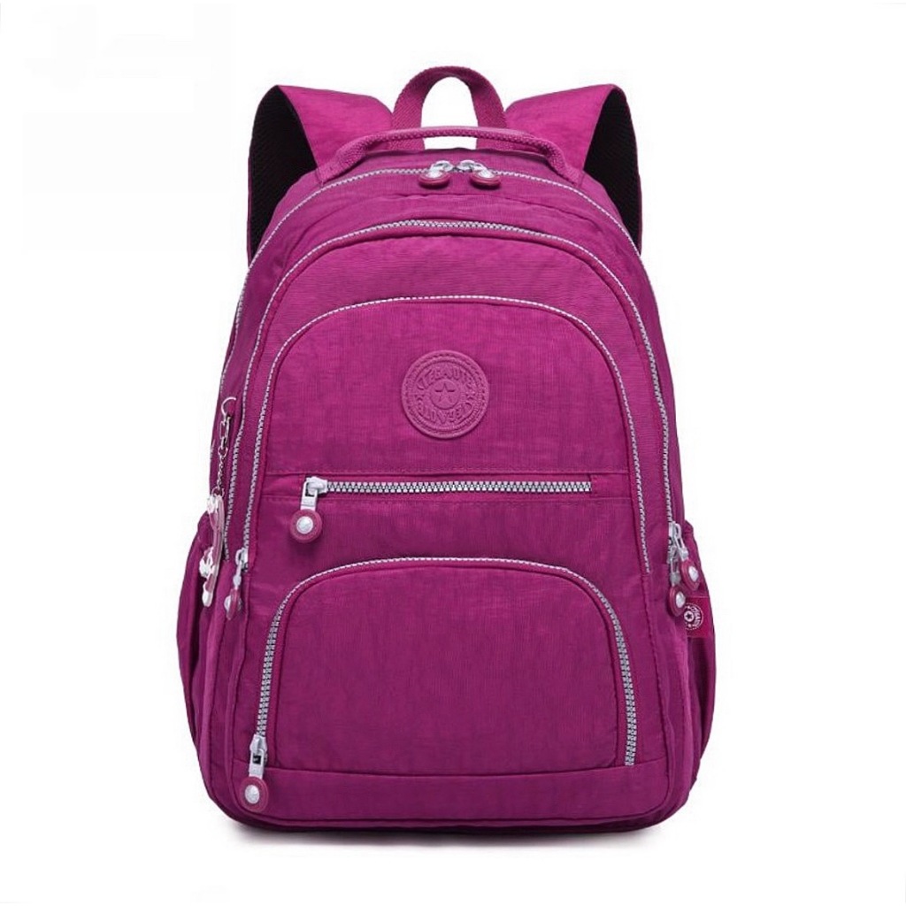 Mochila feminina grande escolar faculdade notebook forrada tactel náilon/nylon - Resistente e espaçosa - Rosa e/ou roxa