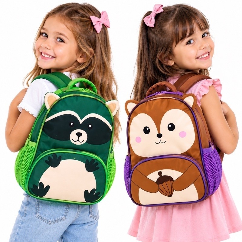 Mochila De Costas Infantil Animais Safari Zoo Castores Neoprene Escolar Creche Passeio Criança Menino Menina
