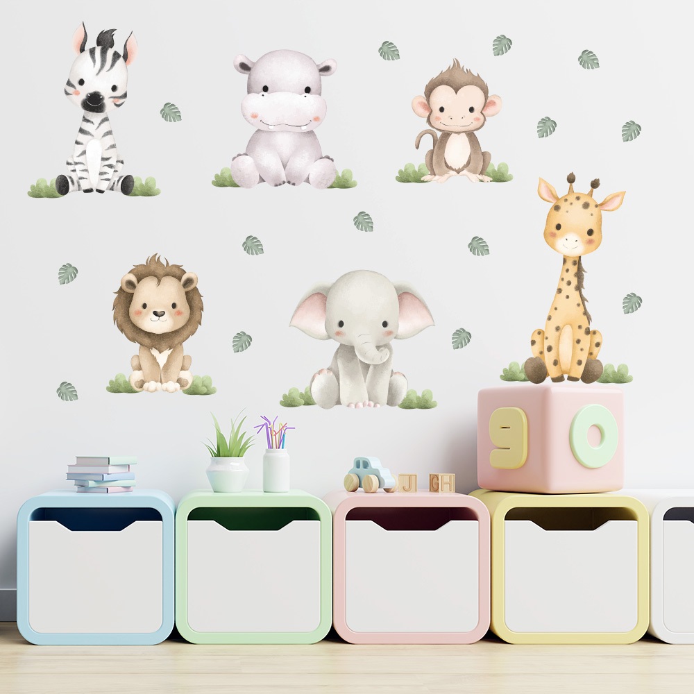 Adesivo de Parede Infantil Safari Animais Quarto Menino Menina - 421ir