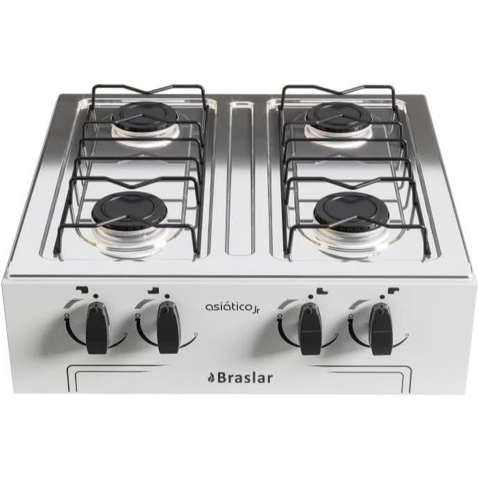 Fogão Cooktop De Mesa Portátil A Gás 4 Bocas Braslar Acendimento Manual
