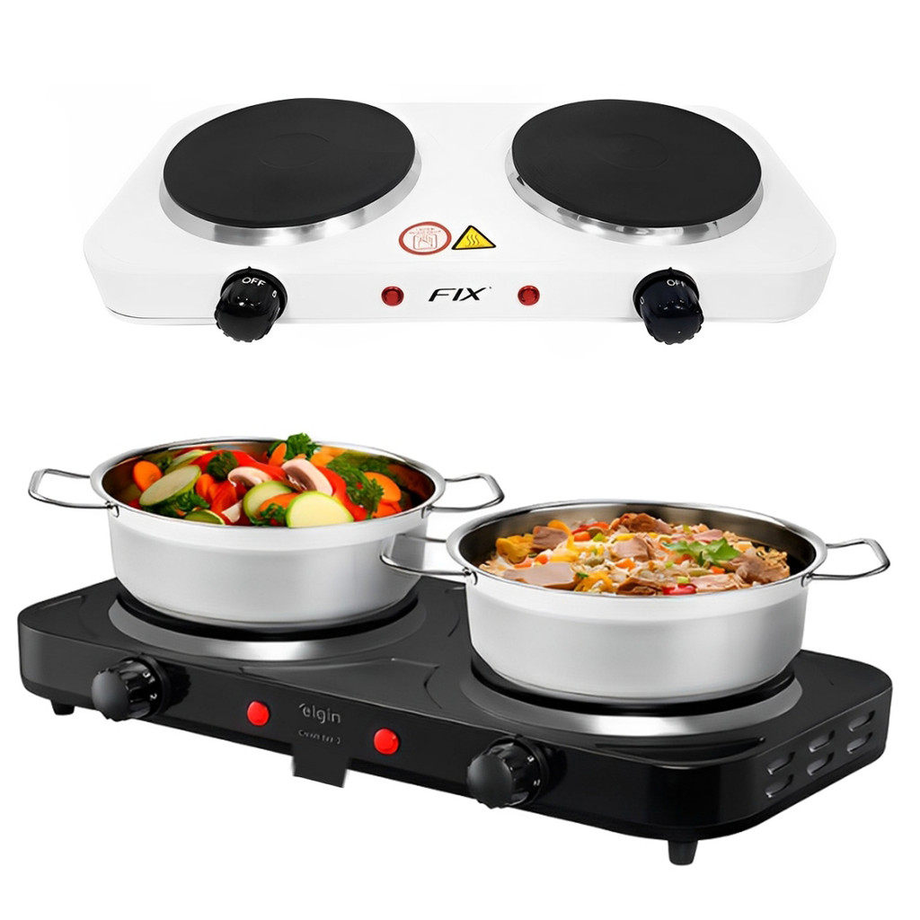 Fogão Cooktop Elétrica Duas Bocas Chapa Portatil 110V/127v