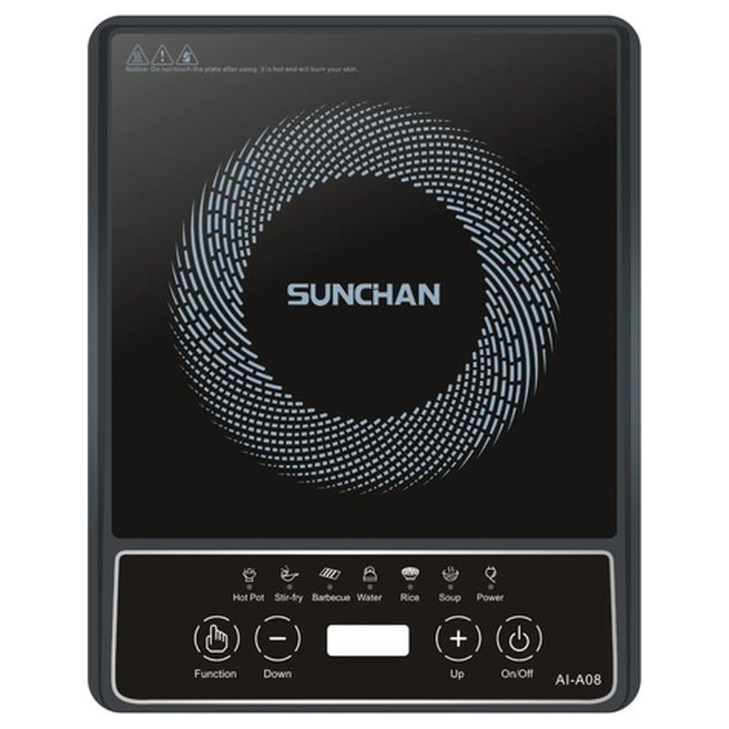 Cooktop Indução 1 Boca Portátil Sunchan BD-AO8 110V 220V Painel Touch Timer 180min Eficiência A
