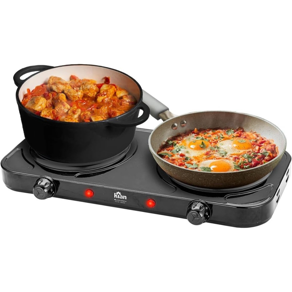 Fogão Elétrico Portátil 2 Bocas Cooktop Mesa Fogareiro Chapa 110/220v FG-101 Kian