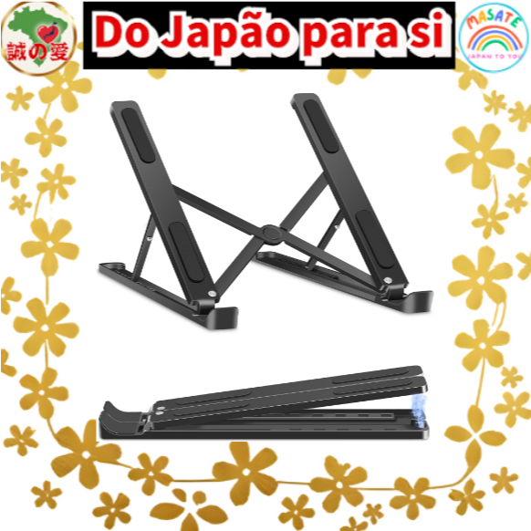 KKaMM Aluminum Laptop Stand, Foldable Portable Notebook Holder, Ergonomic 6-Level Height Adjustable PC Riser for MacBook