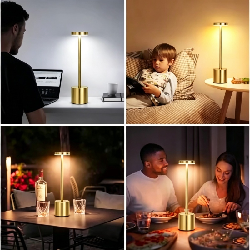 Luxury Bedroom Sandeiro Dumbbell Touch Table Lamp with 3 Led Tones