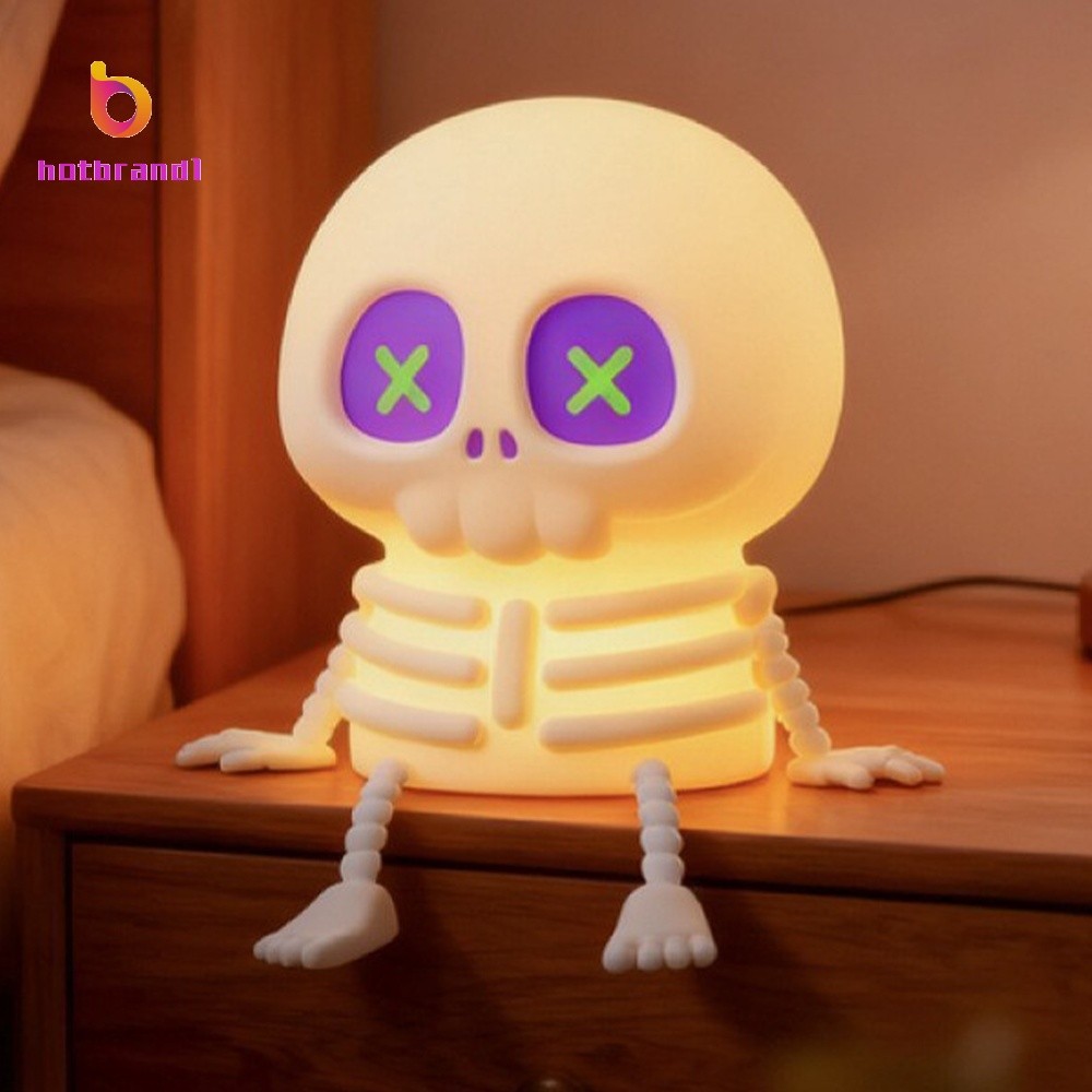 Caveira Night Light RGB Touch Lamp Halloween Atmosfera 18 LED Decoração Que Muda De Cor
