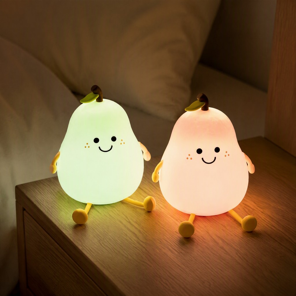 seafeel Pear Silicone Night Light , Touch Recarregável Tapping Lamp , Bonito Atmosfera Quente Lâmpada De Berçário , Pres