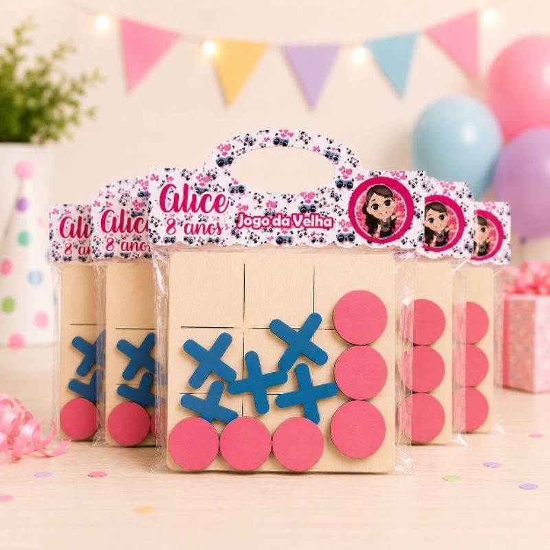 Kit 10 Jogos da velha personalizados Luluca - lembrancinhas personalizadas de festa infantil