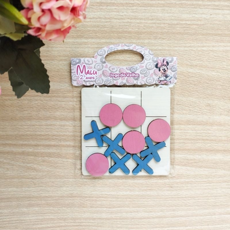 Kit 25 Jogos da velha personalizados Minnie confeiteira- lembrancinhas menino e menina, personalizados de festa infantil
