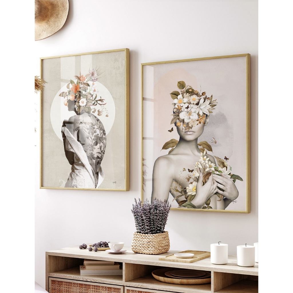Quadro Abstrato Moderno Para Sala Quadros Grandes Decorativos Quadro Com Moldura E Vidro Flores Duo