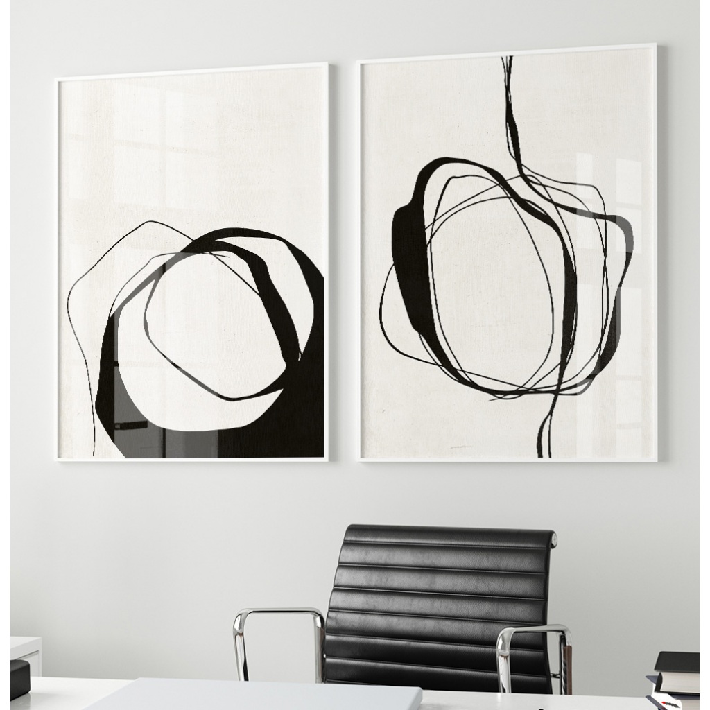 Quadro Minimalista Quadro Decorativo Com Moldura E Vidro Quadro Grande Para Sala Preto E Branco Duo