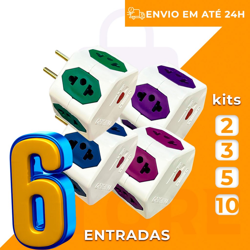 Kit com 2 a 10UN Adaptadores Com 6 Entradas Colorido Fusível 10A/20A Pino Maciço Resistente Lançamento
