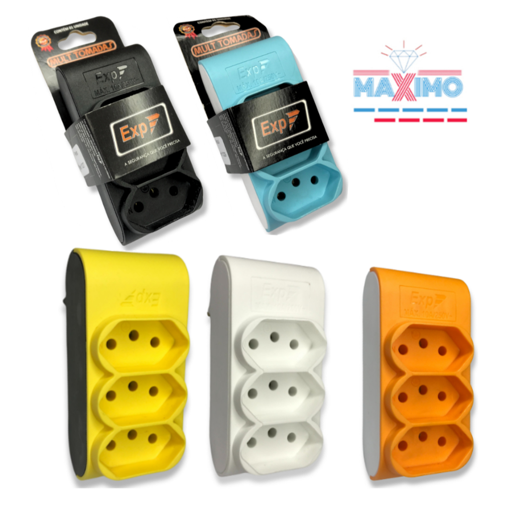 Multiplicador de Tomadas Adaptador Tripolar Bivolt 10A - EXP