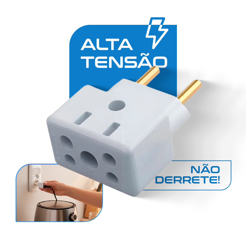 Adaptador Pino Tomada Benjamin Bob Esponja Universal 10A e 20A Alta Tensão