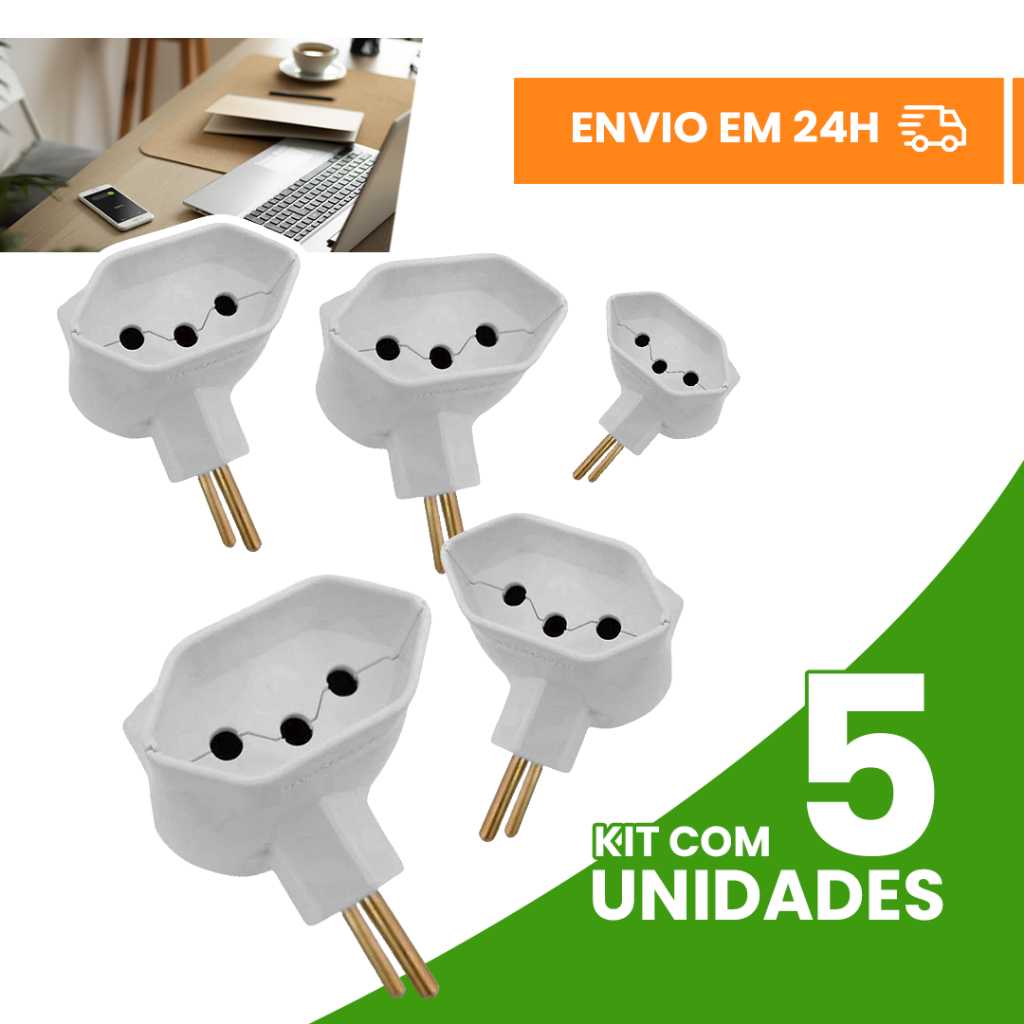 Adaptador Tripolar 10A-20A Novo Padrão de Tomada Resistente