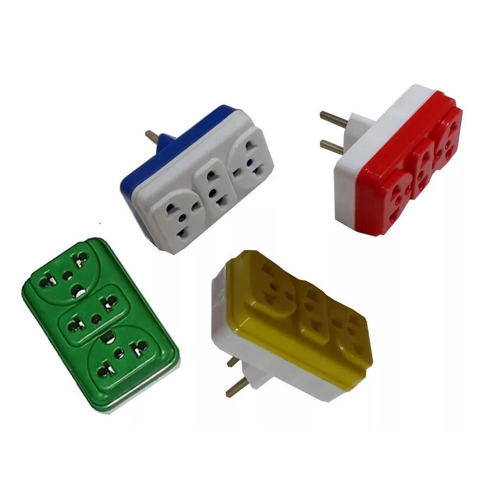 Adaptador L Todas Tomadas Padrão Novo Antigo Benjamin Triplo 3 Tomadas