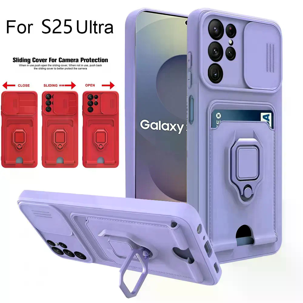 For Samsung S25 Edge Ultra S24 S23 S21 Plus S20 FE Galaxy A51 A71 Shockproof Armor Card Slots Wallet Silicon Cover