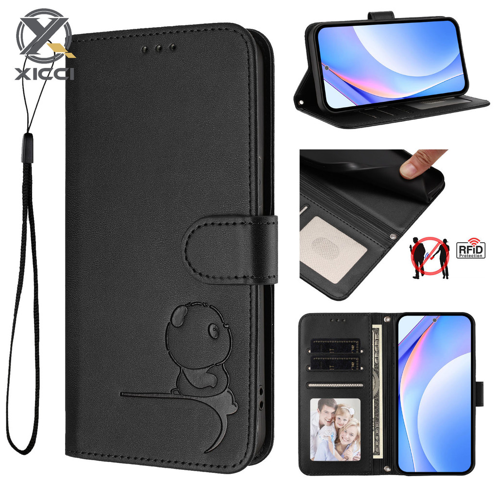 XICCI Para OPPO Reno 16 5G/16Pro 16F Panda Couro Business Wallet Flip Cover Slot Cartão Protetor À Prova De Choque Multi