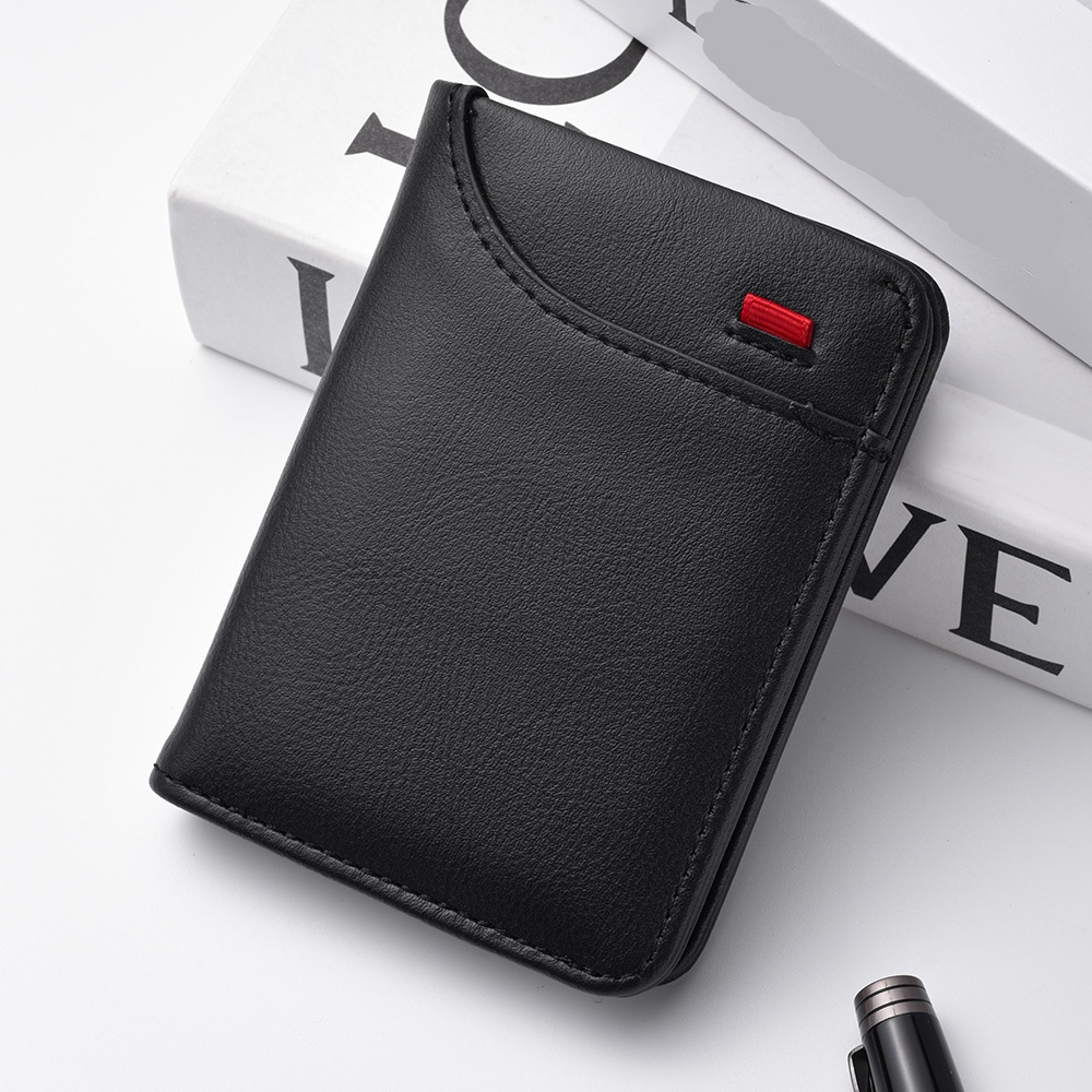 Porta-Cartões Multi-Slot Vertical ID Card Case Masculino Couro Mini Carteira Compacta