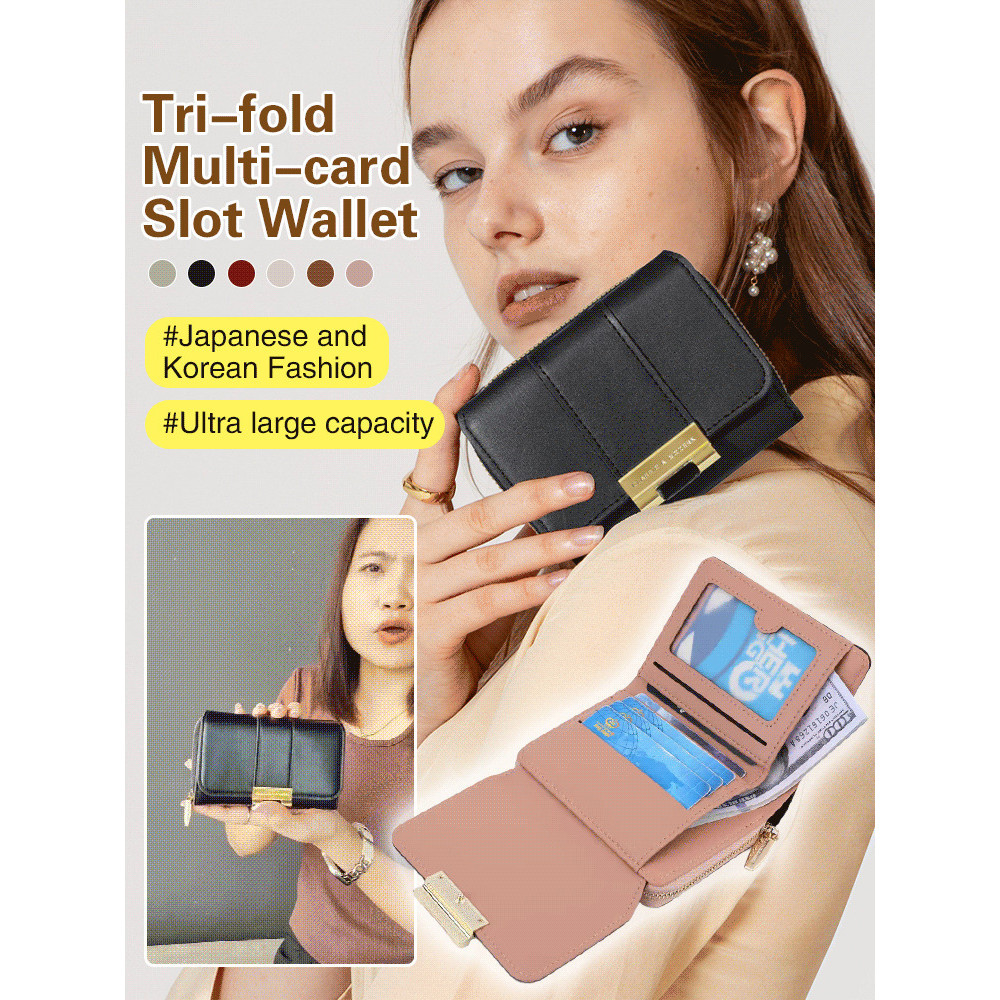 [Compact & Durable] multicard slot shoulder bag Storing bills and coins stainresistant card case Wallet/Small/Portable