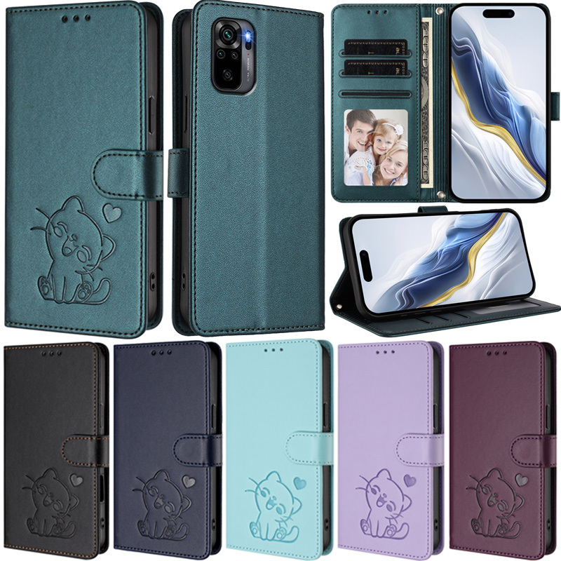 Capa De Luxo Para Xiaomi Redmi Note 12S 11 10 9S 12 Pro 4G 9 Cat Wallet Soft PU Couro Slot Cartão Skin Flip Stand Cover