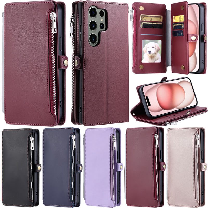 Capa De Luxo Para Samsung Galaxy S25 FE S26 Ultra S25 S23 S24 S24 M55 S26 Plus S25 Edge Zipper Wallet Soft PU Couro Slot
