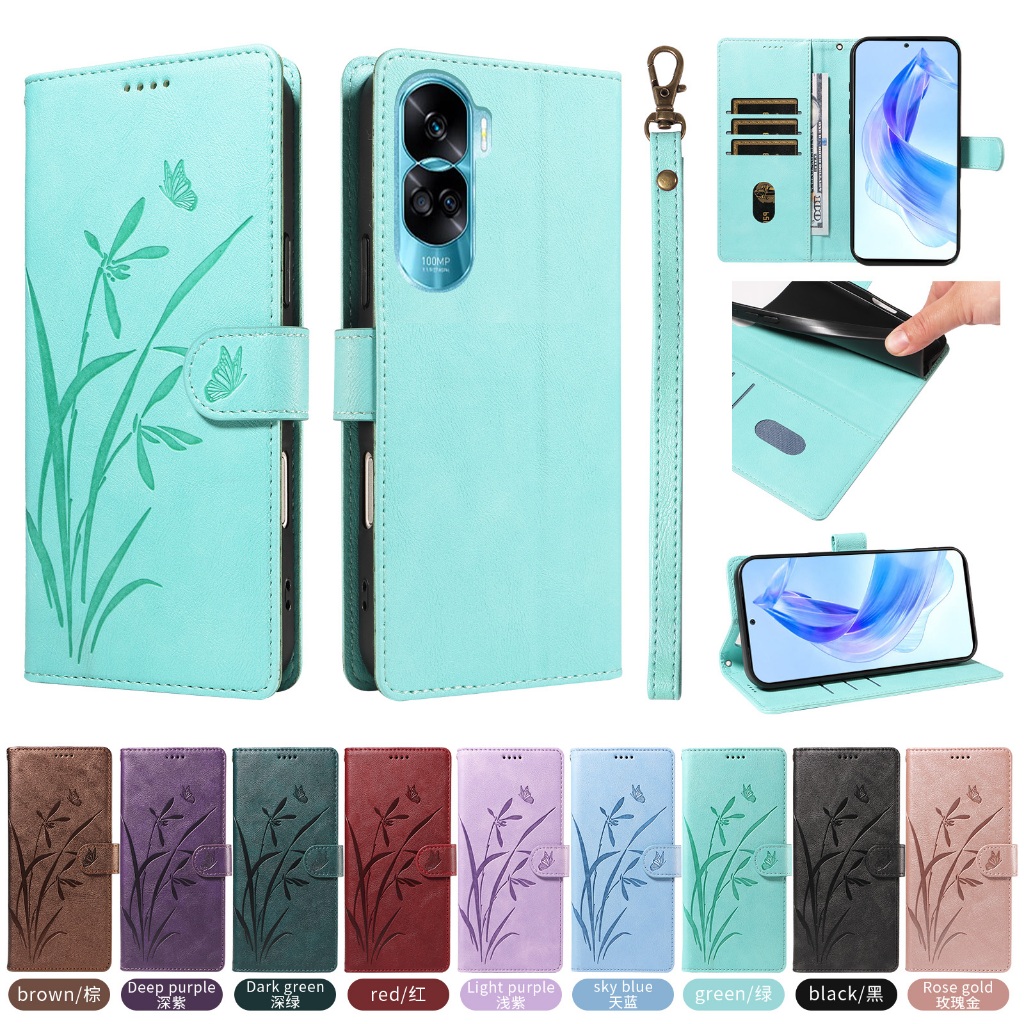 Capa De Luxo Para Huawei Honor 90 Lite 5G X6 200 X7 200 Pro X8 X9 90 200 Smart Butterfly Wallet Couro Slot Cartão Flip S