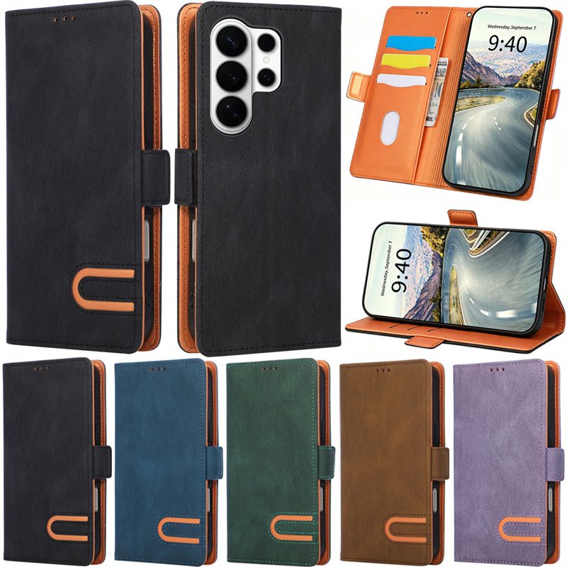 Capa De Luxo Para Samsung Galaxy S26 Ultra S25 FE S24 S26 S25 S23 S23 S24 S21 Matte Book Wallet Couro Slot Cartão Flip S