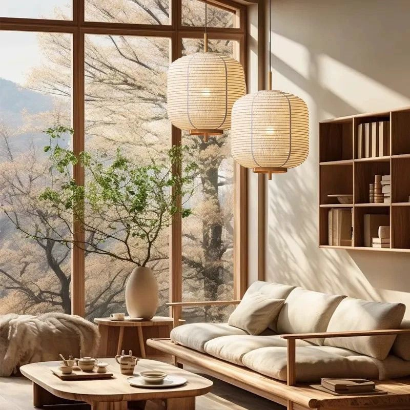 Japonesa Pendente Luminaria Teto Vintage Wabi Sabi Lustre Quarto Lustre Cozinha Led Minimalista Lustre Sala Jantar