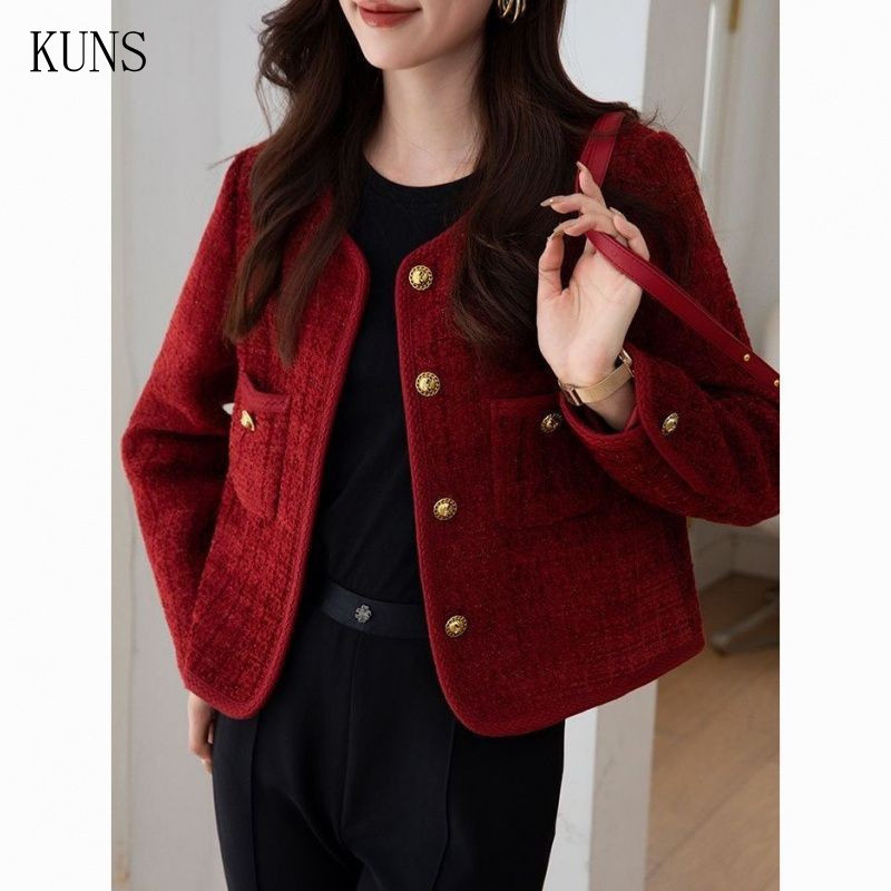 Blazer Feminino S-XXL, Jaqueta Curta de Tweed, Manga Longa, Corte Solto, Elegante e Casual para Primavera, Ou NILE