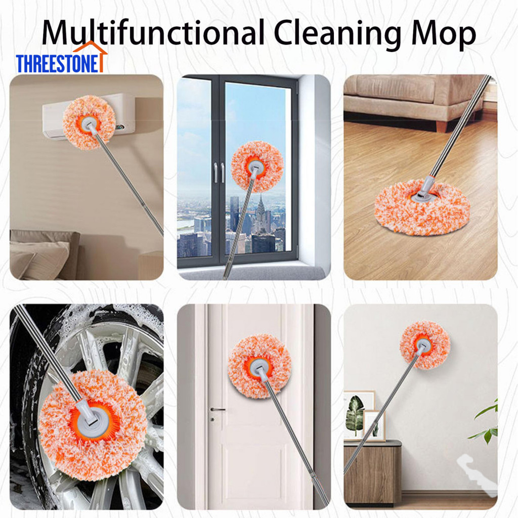 Dust Mop Extended Handle Tool 360° Rotatable with Long Extendable – Adjustable Length Retractable Design for Dry Wet